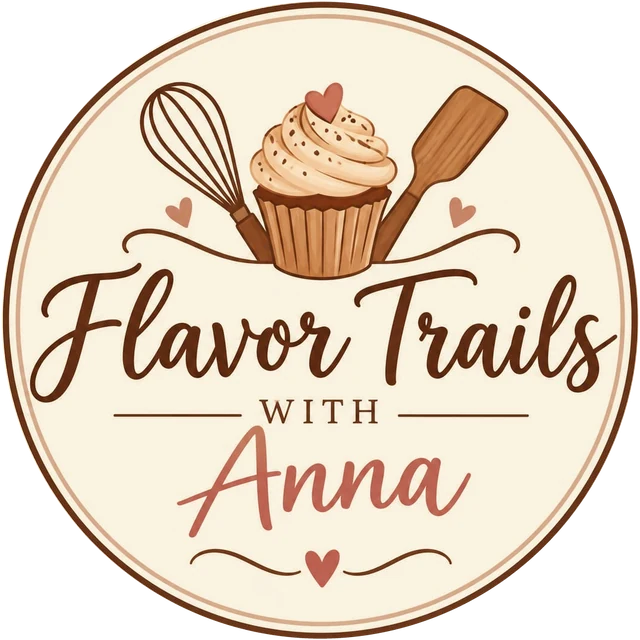 Flavor Trails With Anna logo — whisk, cupcake and spatula